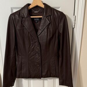 Wilsons Leather Rich Brown Women's Italian leather jacket blazer